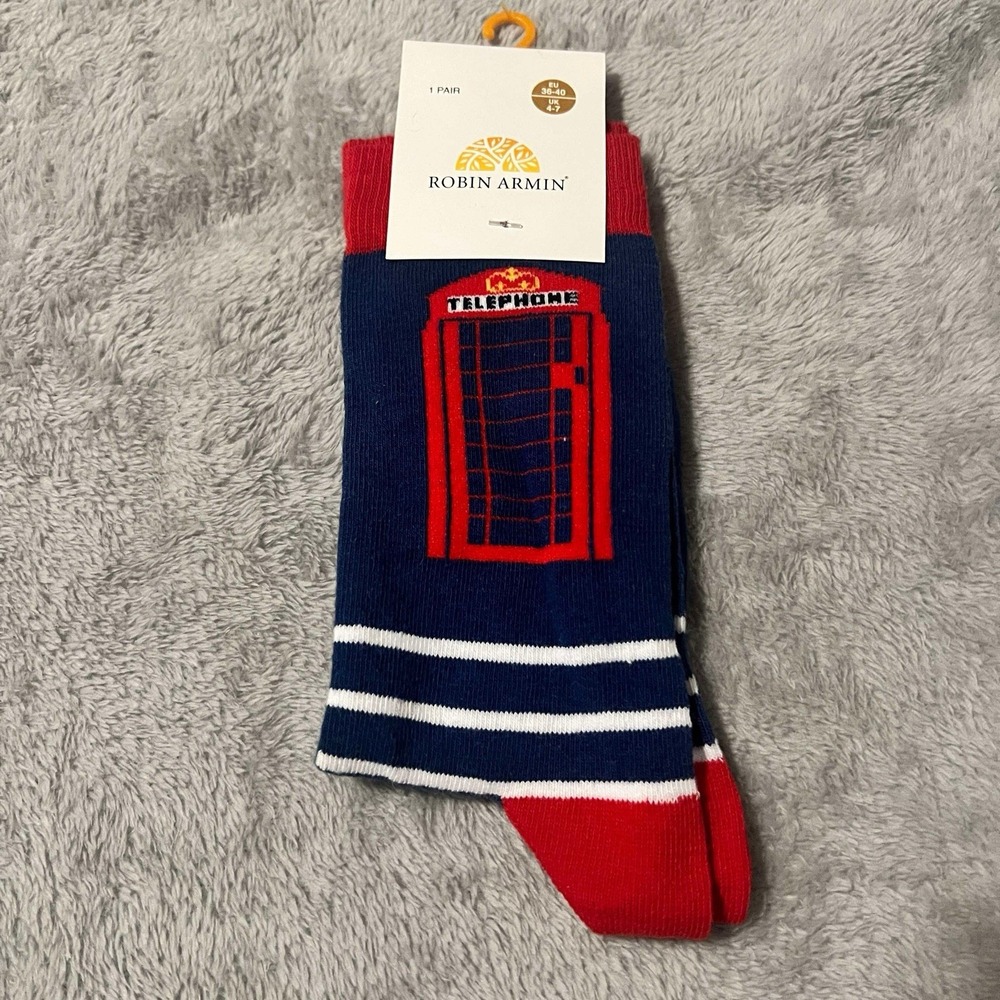 Robin Armin New Socks Red Telephone Novelty London Unisex Size: Eu‎ 36-40 Uk 4-7